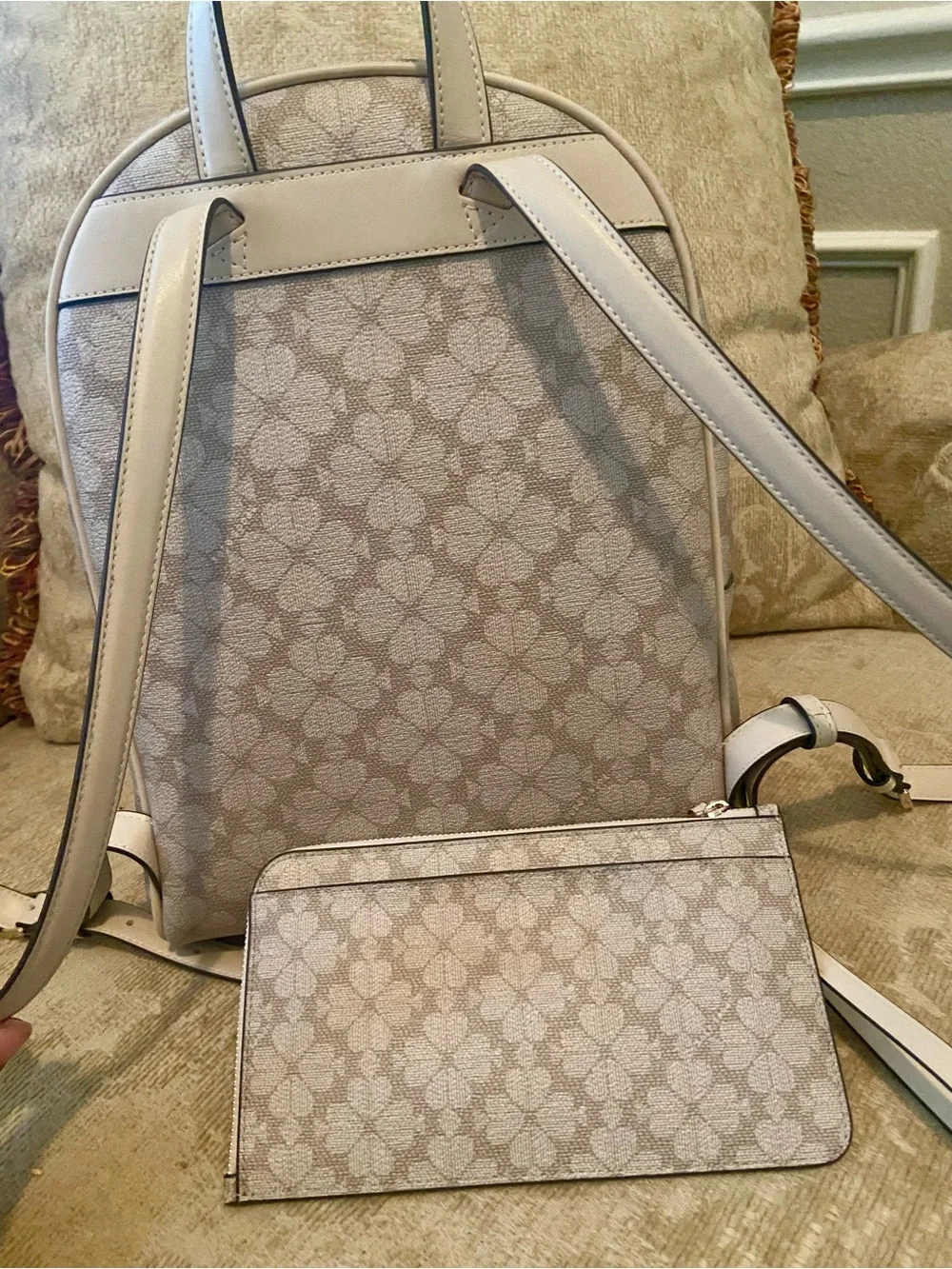 kate spade Cream Floral Logo Backpack and Wristlet Set